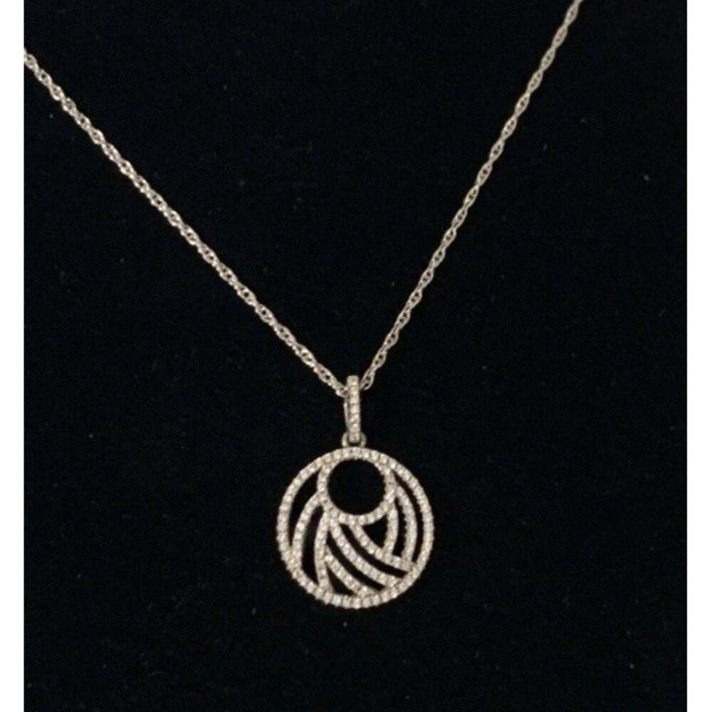 Sterling Silver Circle Cubic Zirconia CZ Necklace 21”